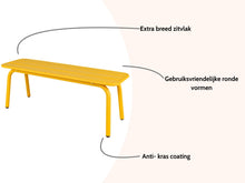 Load image into Gallery viewer, MaximaVida metal garden bench Max 120 cm ochre yellow - without backrest
