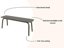 Load image into Gallery viewer, MaximaVida metal garden bench Max 120 cm olive green - without backrest
