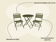 Load image into Gallery viewer, MaximaVida foldable round bistro set Max olive green 70 cm - heavy duty version
