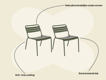 Afbeelding in Gallery-weergave laden, MaximaVida metalen loungestoel Max olijfgroen - doos per 2 stuks

