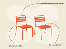 Afbeelding in Gallery-weergave laden, MaximaVida metalen tuinstoel Max oranje - doos per 2 stuks
