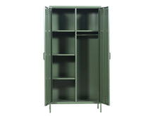 Load image into Gallery viewer, MaximaVida locker metal wardrobe Finn olive green 90 x 50 x 185 cm - 4 shelves
