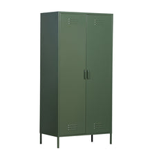 Load image into Gallery viewer, MaximaVida locker metal wardrobe Finn 90 x 50 x 185 cm olive green – 8 shelves
