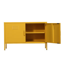 Load image into Gallery viewer, MaximaVida metal TV locker cabinet Finn 100 x 40 x 64 cm ochre yellow - 1 shelf
