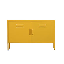 Load image into Gallery viewer, MaximaVida metal TV locker cabinet Finn 100 x 40 x 64 cm ochre yellow - 1 shelf
