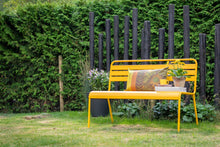 Load image into Gallery viewer, MaximaVida metal garden bench Yellow Ocher- 120 cm
