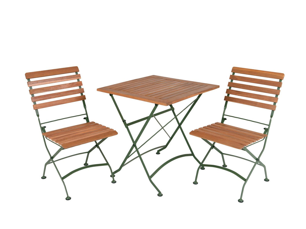 MaximaVida inklapbare vierkante acacia bistroset Toscana 70 cm olijfgroen - zonder armleuning