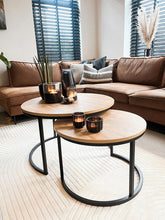 Load image into Gallery viewer, MaximaVida round coffee table set Kiev XL cm – rustic oak veneer
