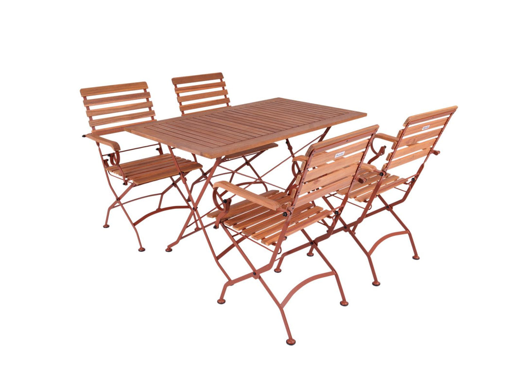 MaximaVida foldable acacia garden set Toscana 120 cm rust brown - chairs with armrest