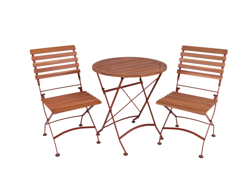MaximaVida inklapbare ronde acacia bistroset Toscana 70 cm roestbruin - stoelen zonder armleuning