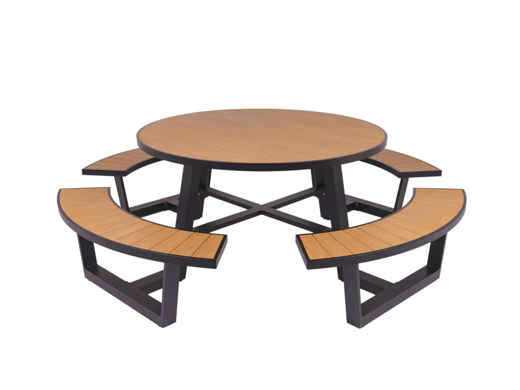 MaximaVida round aluminium picnic table Bermuda Ø 250 cm black