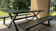 Afbeelding in Gallery-weergave laden, MaximaVida luxe aluminium picknicktafel Dex 200 cm olijfgroen met exclusieve omlijsting
