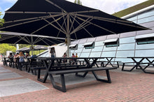 Afbeelding in Gallery-weergave laden, MaximaVida luxe aluminium picknicktafel Dex 200 cm zwart met exclusieve omlijsting
