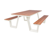 Afbeelding in Gallery-weergave laden, MaximaVida aluminium picknicktafel Bermuda 200 cm ivoor
