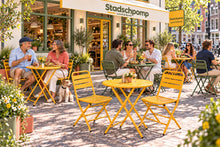 Load image into Gallery viewer, MaximaVida foldable round bistro set Max ochre yellow 70 cm - heavy duty version
