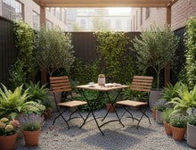 Lade das Bild in den Galerie-Viewer, MaximaVida Klappbare quadratische Acacia Bistroset Toscana 70 cm - Stühle ohne Armlehnen
