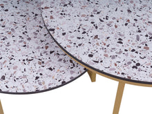 Load image into Gallery viewer, MaximaVida champagne gold cross-leg coffee table set Lucca 75 and 58 cm- HPL terrazzo look
