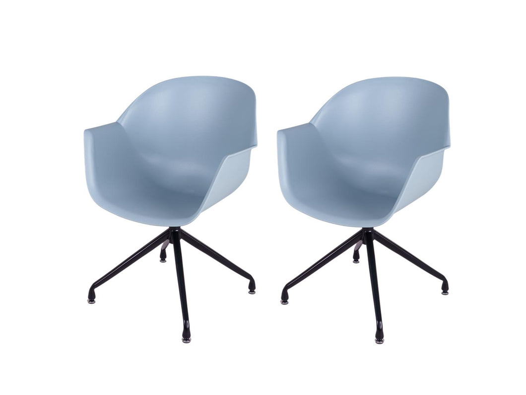 MaximaVida dining chair Cuyp XXL ice blue swivel frame legs - 2 pieces