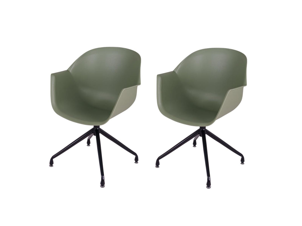 MaximaVida dining room chair Cuyp XXL olive green swivel frame chair legs - 2 pieces