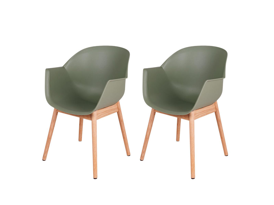 MaximaVida dining room chair Cuyp XXL olive green oak chair legs - 2 pieces