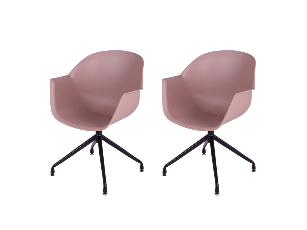 MaximaVida dining chair Cuyp XXL dusky pink swivel frame legs - 2 pieces