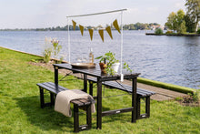Lade das Bild in den Galerie-Viewer, MaximaVida klappbare Picknicktischgarnitur Riga, schwarz, 200 cm - Teknos aquatop Farbe

