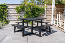 Load image into Gallery viewer, MaximaVida square aluminium picnic table Dex 215 cm black – easy entry
