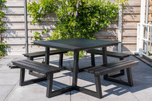 Load image into Gallery viewer, MaximaVida square aluminium picnic table Dex 215 cm black – easy entry
