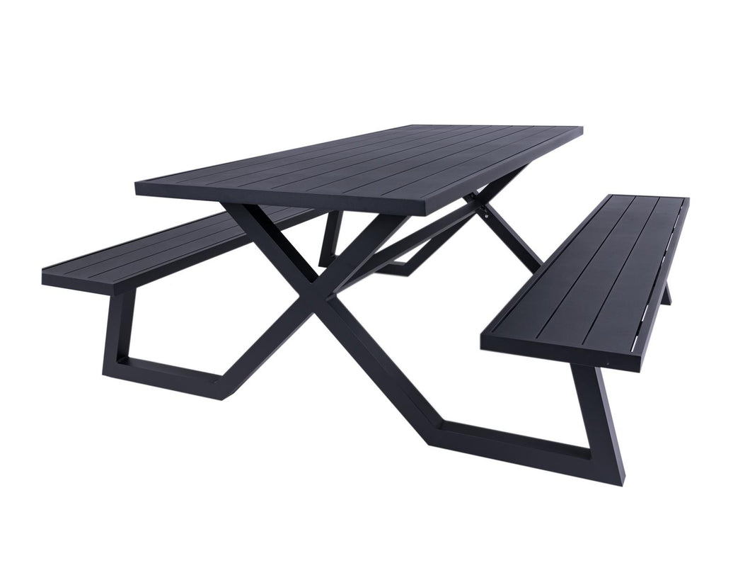 MaximaVida luxurious aluminium picnic table Dex 200 cm black with exclusive frame