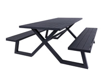 Afbeelding in Gallery-weergave laden, MaximaVida luxe aluminium picknicktafel Dex 200 cm zwart met exclusieve omlijsting
