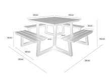 Load image into Gallery viewer, MaximaVida square aluminium picnic table Dex 215 cm black – easy entry
