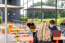 Load image into Gallery viewer, MaximaVida metal picnic table Max yellow ochre - 150 cm
