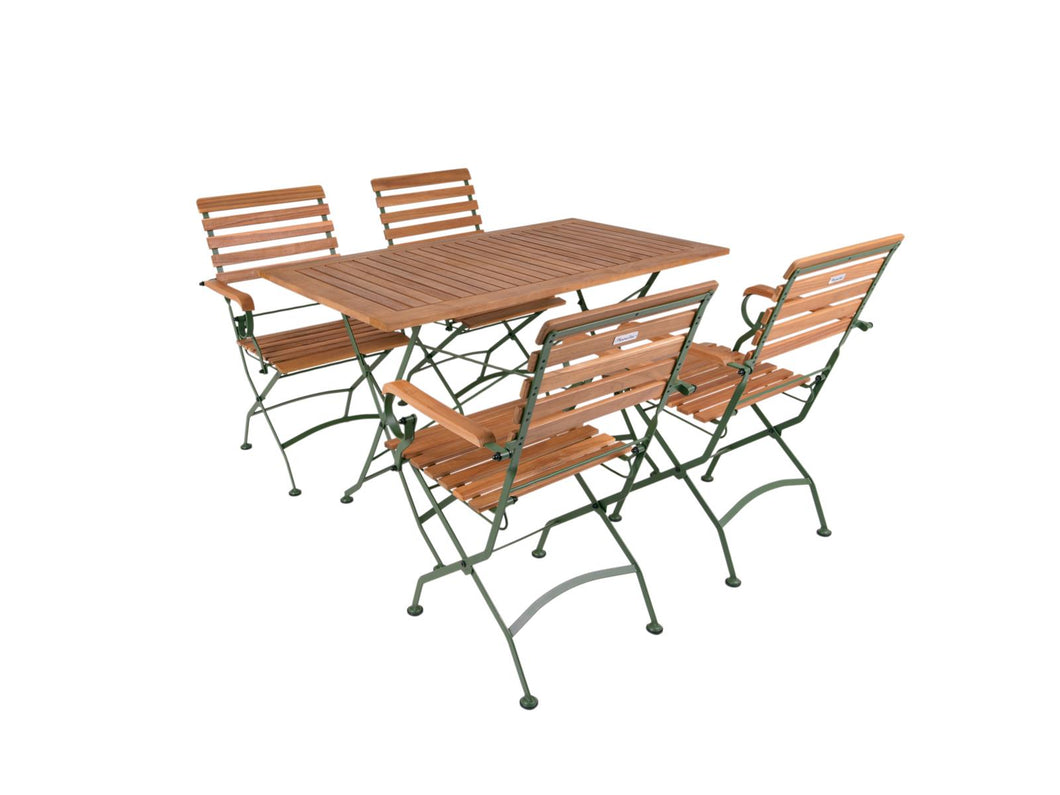MaximaVida foldable acacia garden set Toscana 120 cm olive green - chairs with armrest