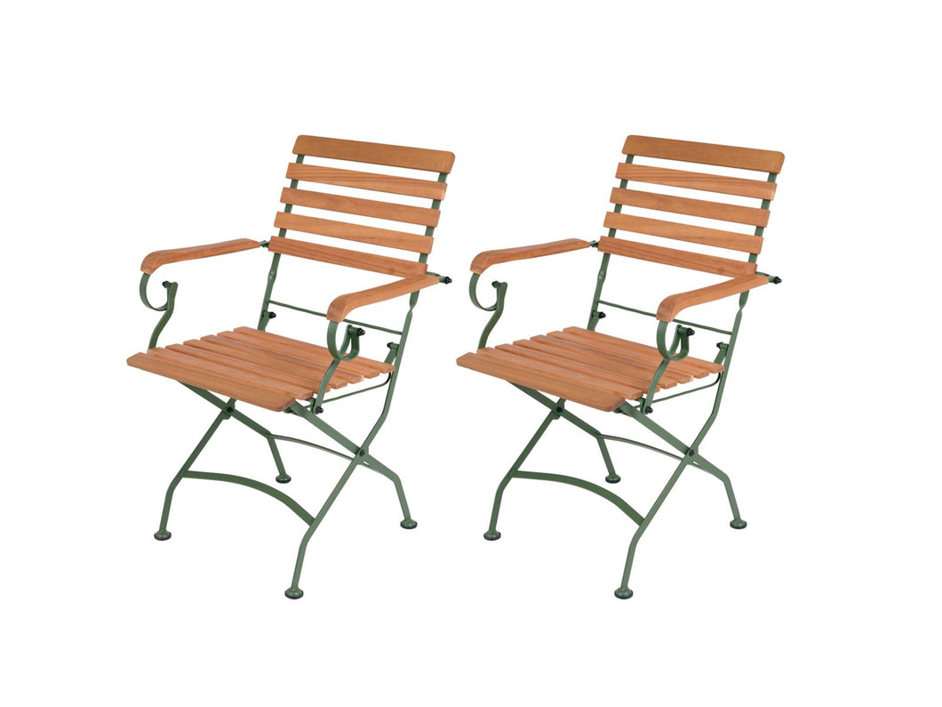 MaximaVida inklapbare tuinstoel Toscana met armleuning olijfgroen 2 stuks