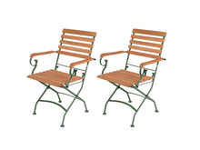 Afbeelding in Gallery-weergave laden, MaximaVida inklapbare vierkante acacia bistro set Toscana 70 cm olijfgroen - stoelen met armleuning
