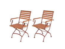 Load image into Gallery viewer, MaximaVida foldable garden chair Toscana with armrest rust brown 2 pieces
