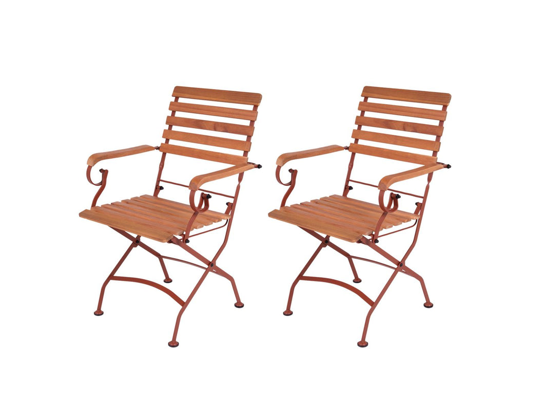 MaximaVida foldable garden chair Toscana with armrest rust brown 2 pieces