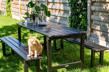 Load image into Gallery viewer, MaximaVida foldable picnic table Riga 200 x 70 cm blackwash - FSC spruce wood
