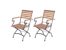 Load image into Gallery viewer, MaximaVida foldable rectangular acacia garden set Toscana 120 cm black - chairs with armrests
