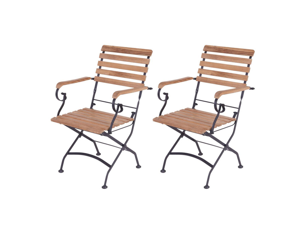MaximaVida foldable garden chair Toscana with armrest black 2 pieces - 100% FSC excellent acacia