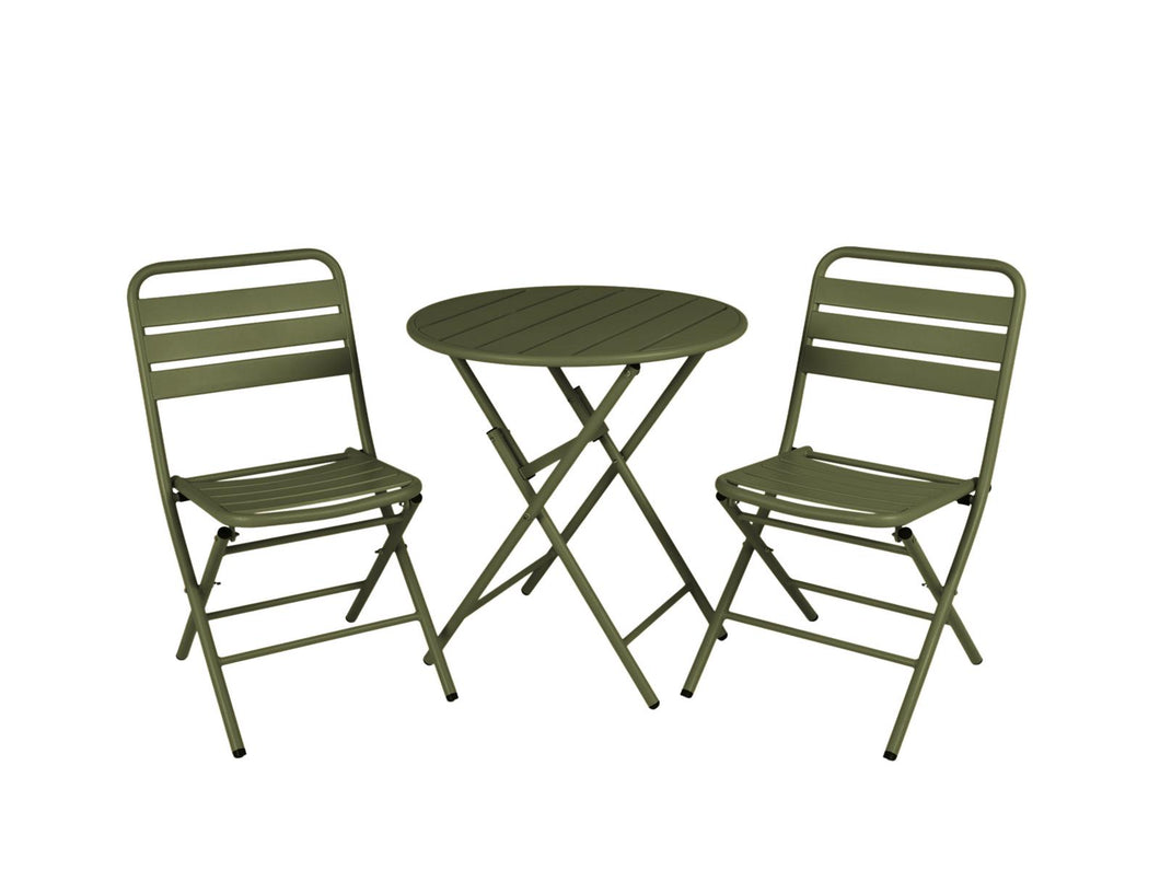 MaximaVida foldable round bistro set Max olive green 70 cm - heavy duty version