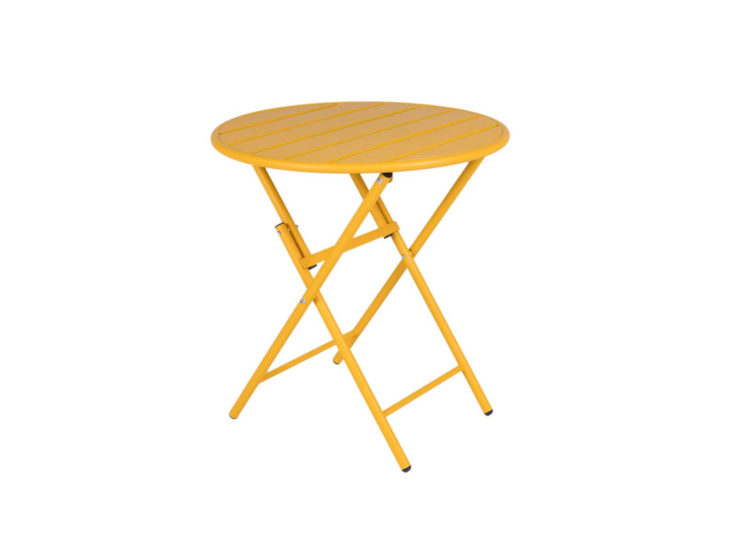 MaximaVida foldable metal round garden table Max 70 cm ochre yellow