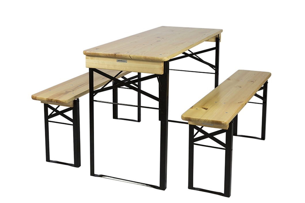 MaximaVida klappbare Picknicktischgarnitur Berlin, versehen von Klarlack, 120 cm