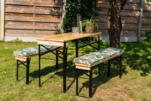 Lade das Bild in den Galerie-Viewer, MaximaVida klappbare Picknicktischgarnitur Berlin, versehen von Klarlack, 120 cm
