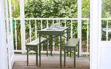 Load image into Gallery viewer, MaximaVida foldable picnic table Berlin 120 cm olive green - FSC certified
