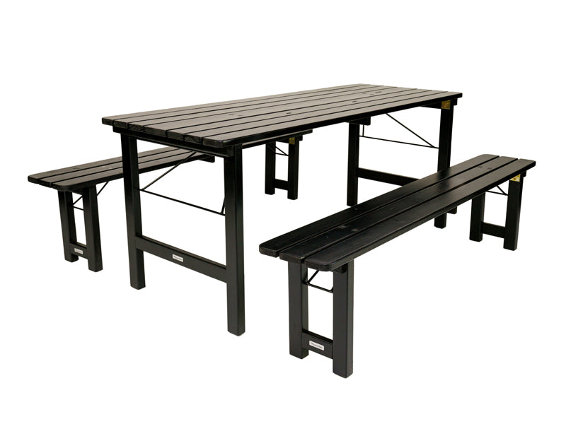 MaximaVida klappbare Picknicktischgarnitur Riga, schwarz, 200 cm - Teknos aquatop Farbe