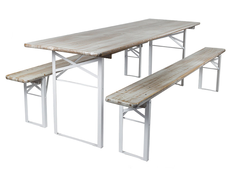 MaximaVida klappbare Picknicktischgarnitur Berlin, whitewash, 200 cm