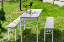 Lade das Bild in den Galerie-Viewer, MaximaVida klappbarer Picknicktisch Berlin, whitewash, 120 x 50 cm
