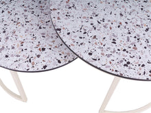 Load image into Gallery viewer, MaximaVida ivory cross-leg coffee table set Lucca XL 75 and 58 cm – HPL terrazzo look
