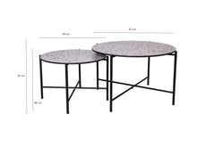 Load image into Gallery viewer, MaximaVida round set of table tops Lucca 58 and 45 cm - HPL terrazzo look
